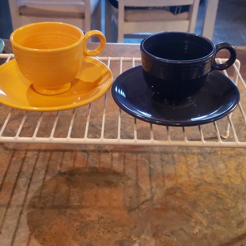 Set of 2 vintage Fiestaware cups & saucers